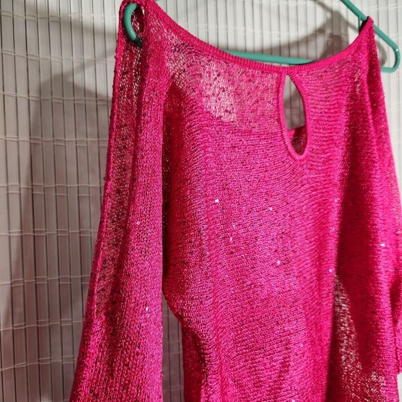 Boston Proper Cover Up Top For Women Size Small Color Pink With Sequins B4 - Picture 4 of 11